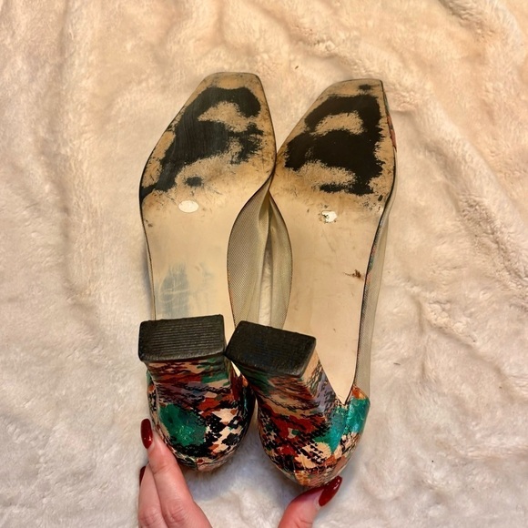Vintage Heels J. Renee Size 9 Multicolored Snakeskin Metallic Orange Teal - Picture 7 of 16